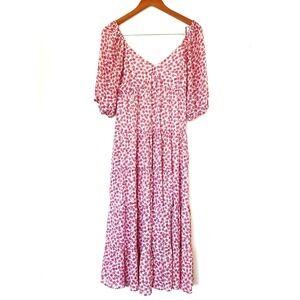 Code X‎ Mode Womens Boho Floral Maxi Dress Size S Pink Red Cottagecore Peasant
